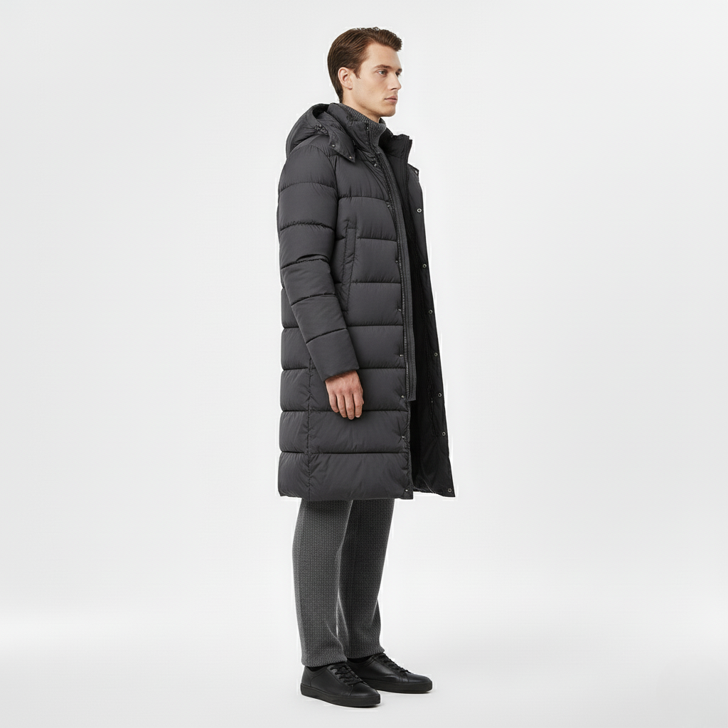 Doudoune longue homme à silhouette allongée