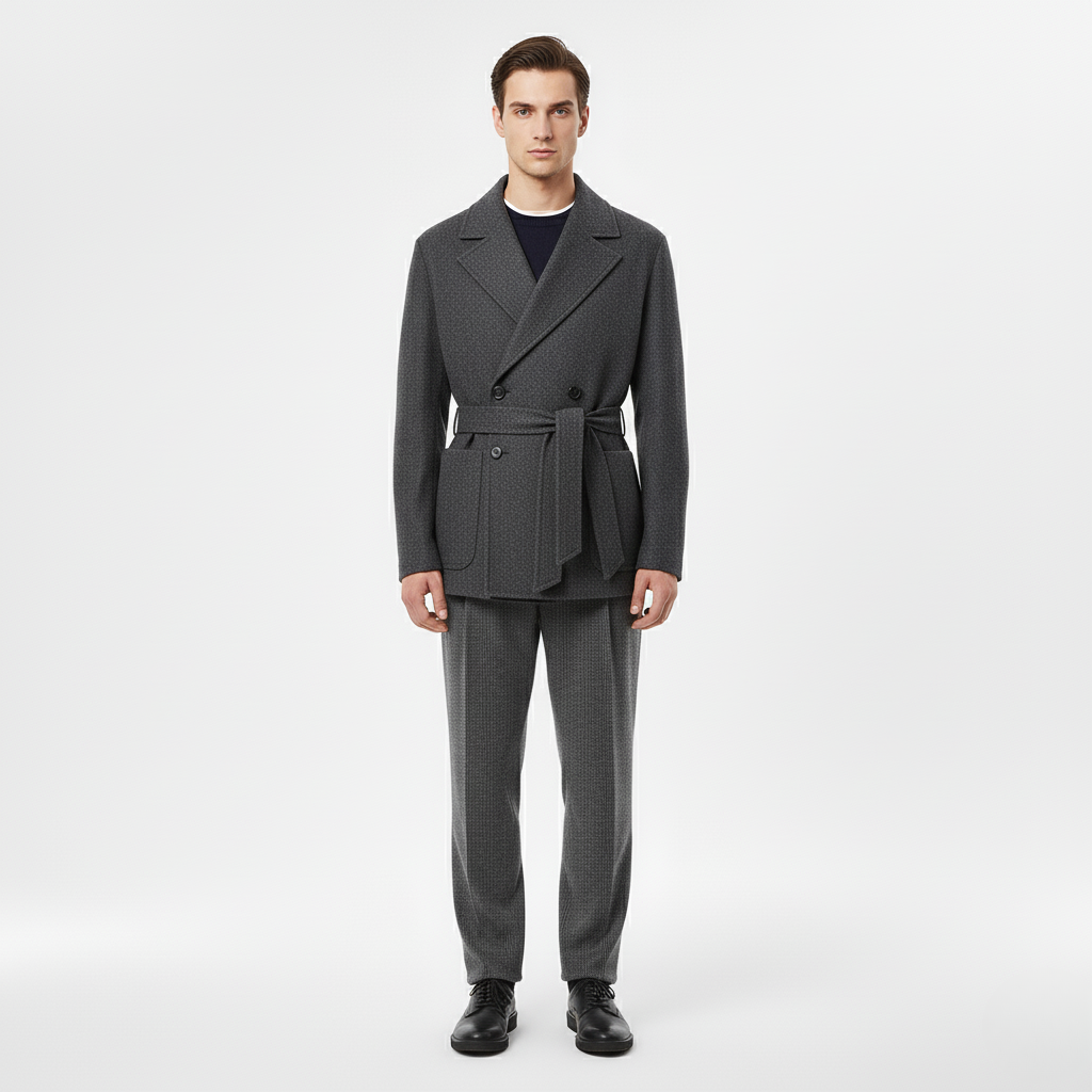 Manteau homme croisé avec ceinture