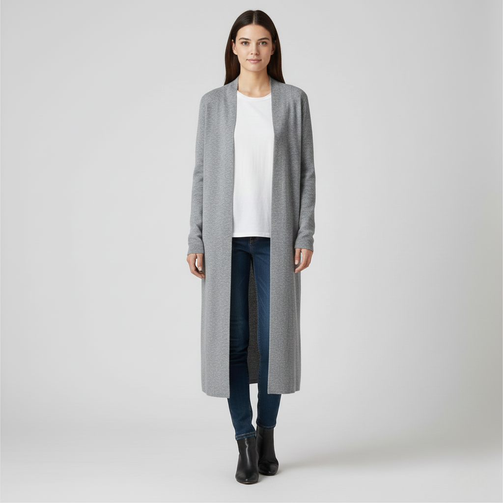 Cardigan long femme à devant ouvert