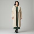 Manteau teddy long femme à texture pelucheuse