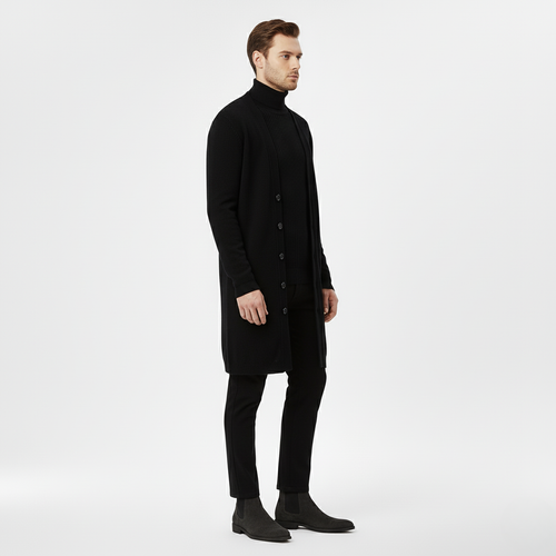 Cardigan long homme à silhouette fluide