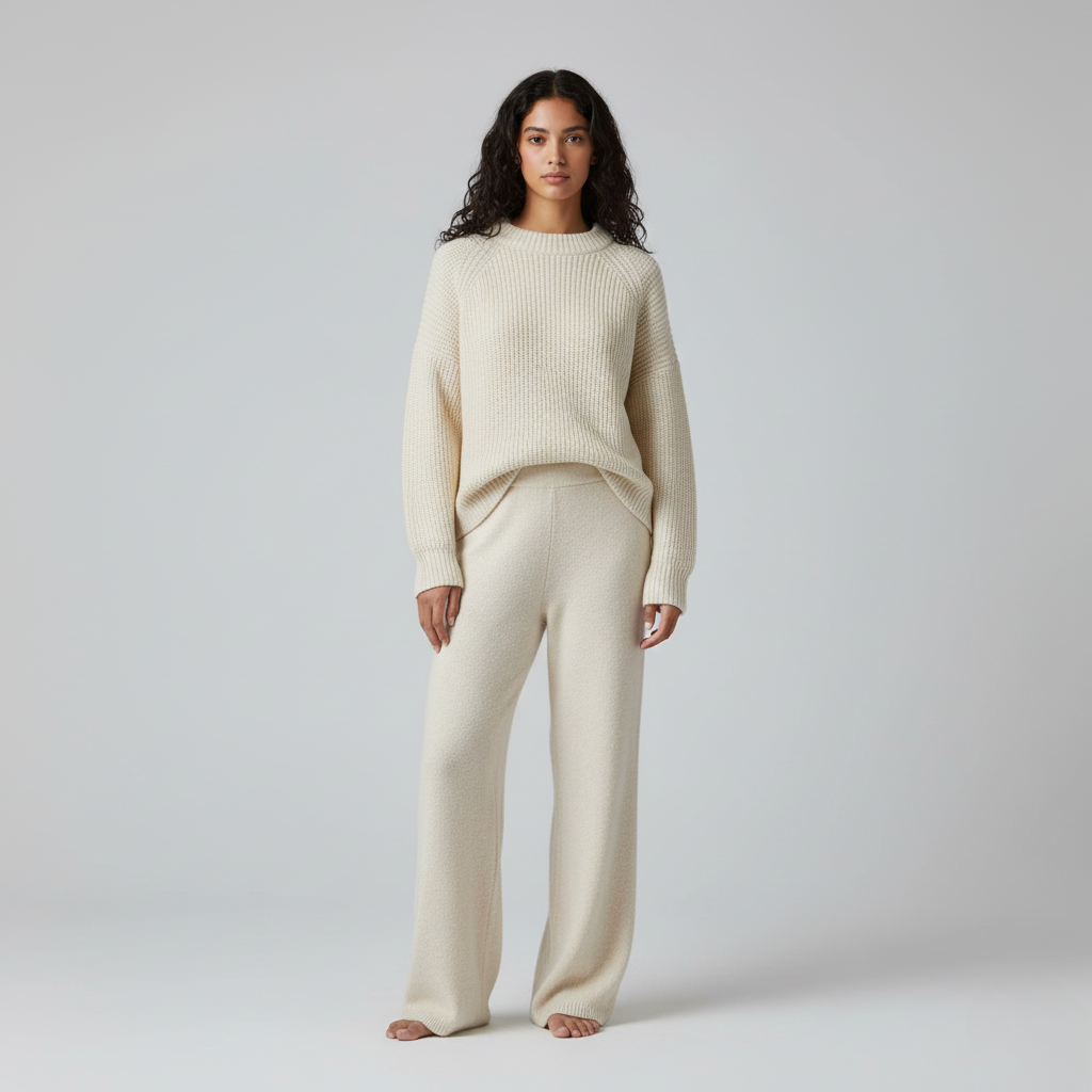 Ensemble femme en maille avec pantalon large