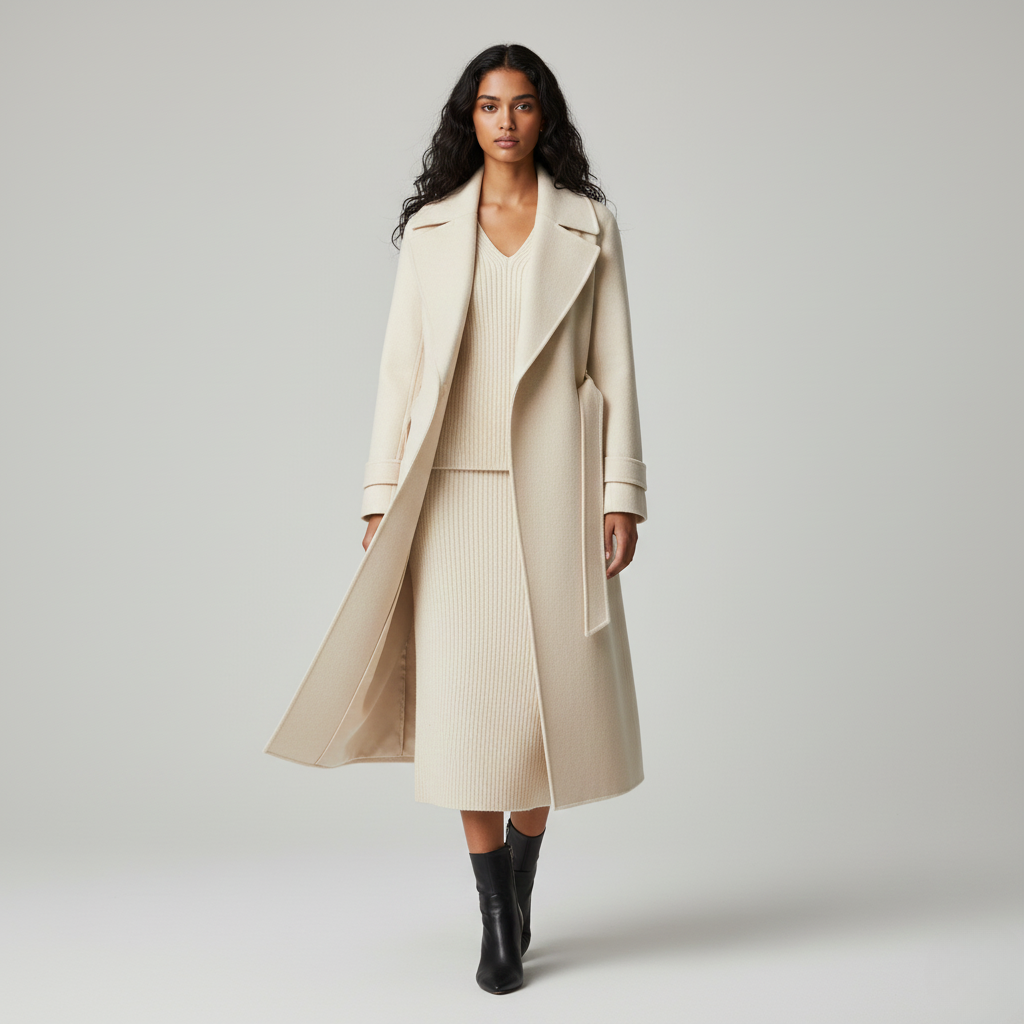 Manteau portefeuille femme en laine mélangée