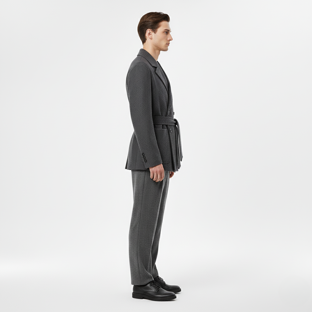 Manteau homme croisé avec ceinture