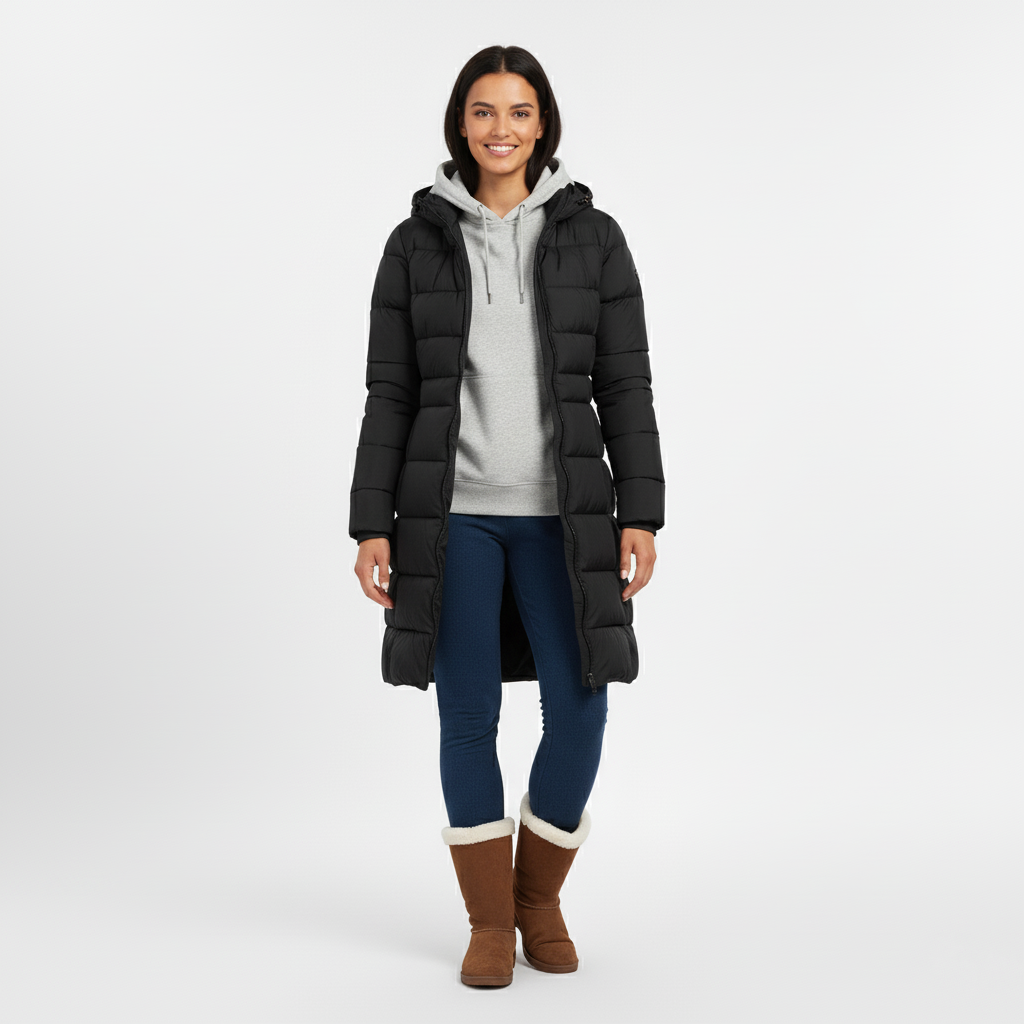 Manteau long femme à volume léger