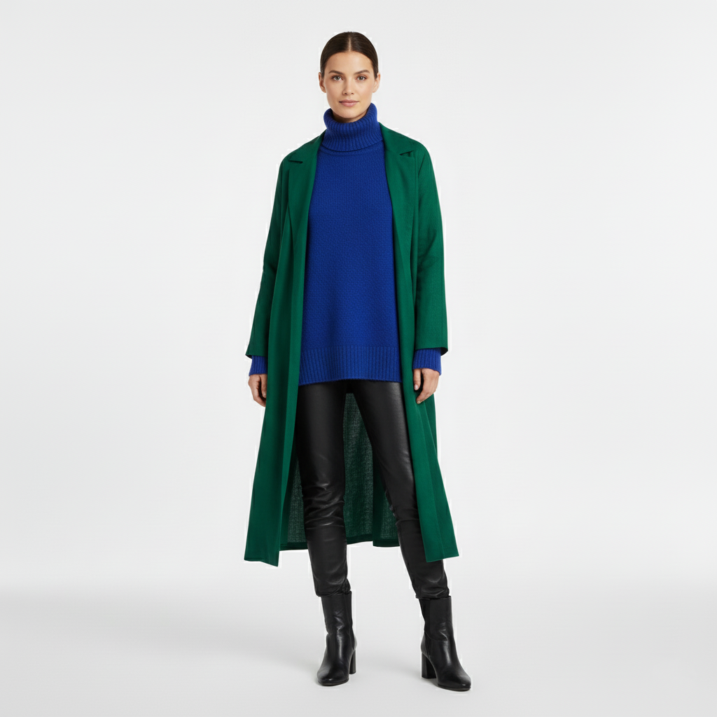 Manteau long femme en laine à ligne épurée