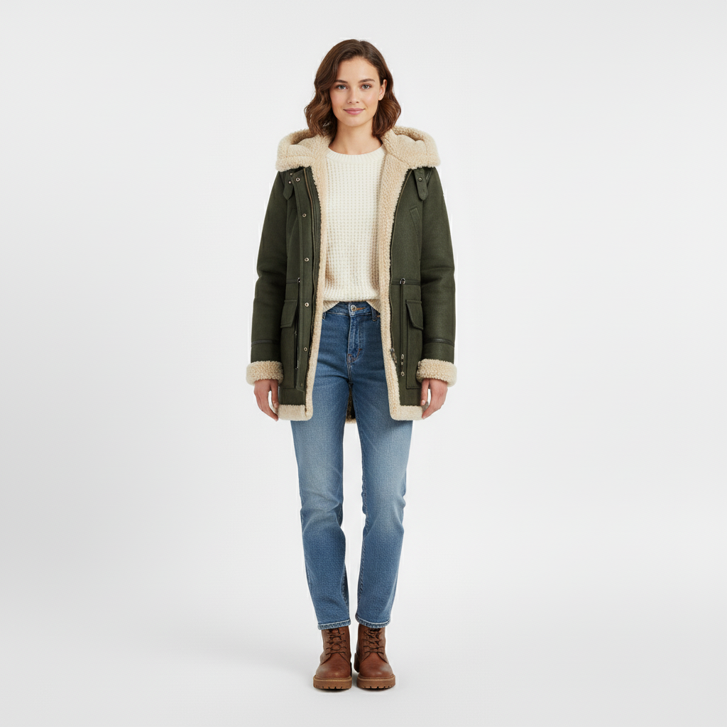 Manteau femme doublé avec capuche