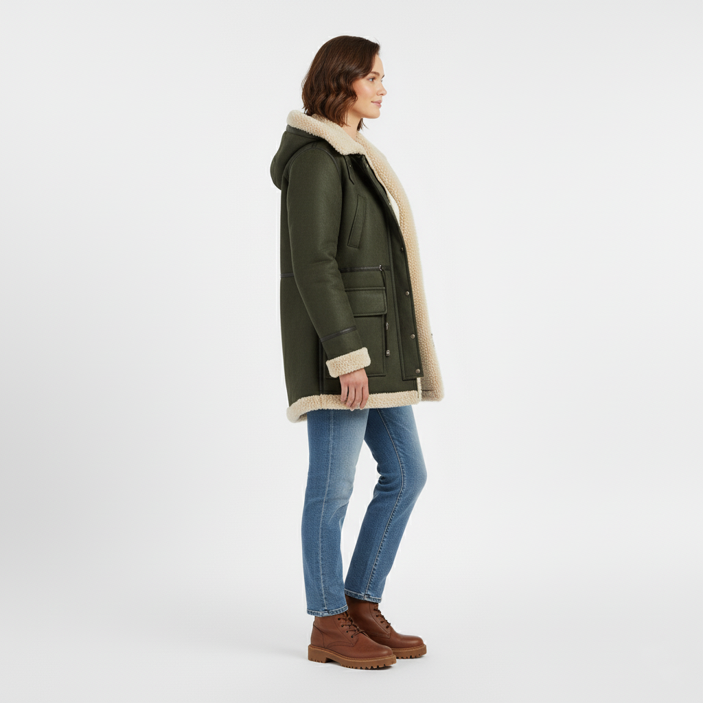 Manteau femme doublé avec capuche