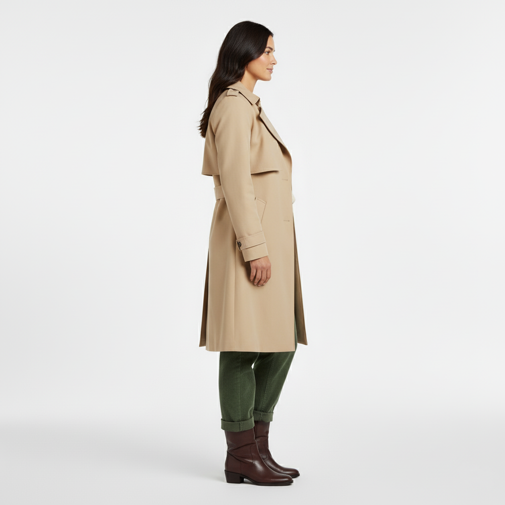 Trench long femme à coupe structurée