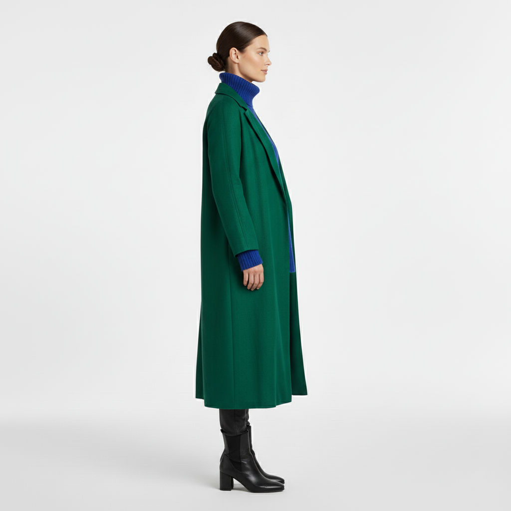 Manteau long femme en laine à ligne épurée