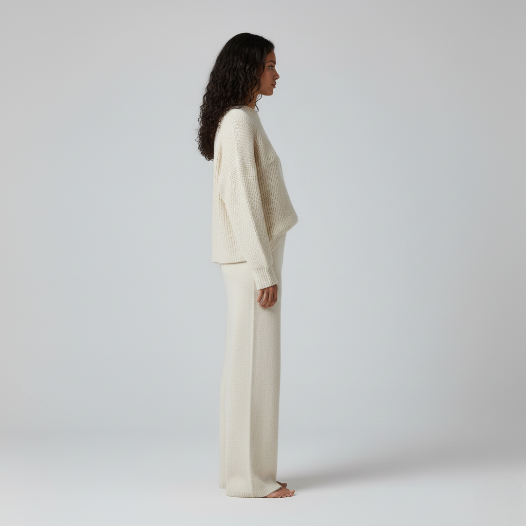 Ensemble femme en maille avec pantalon large