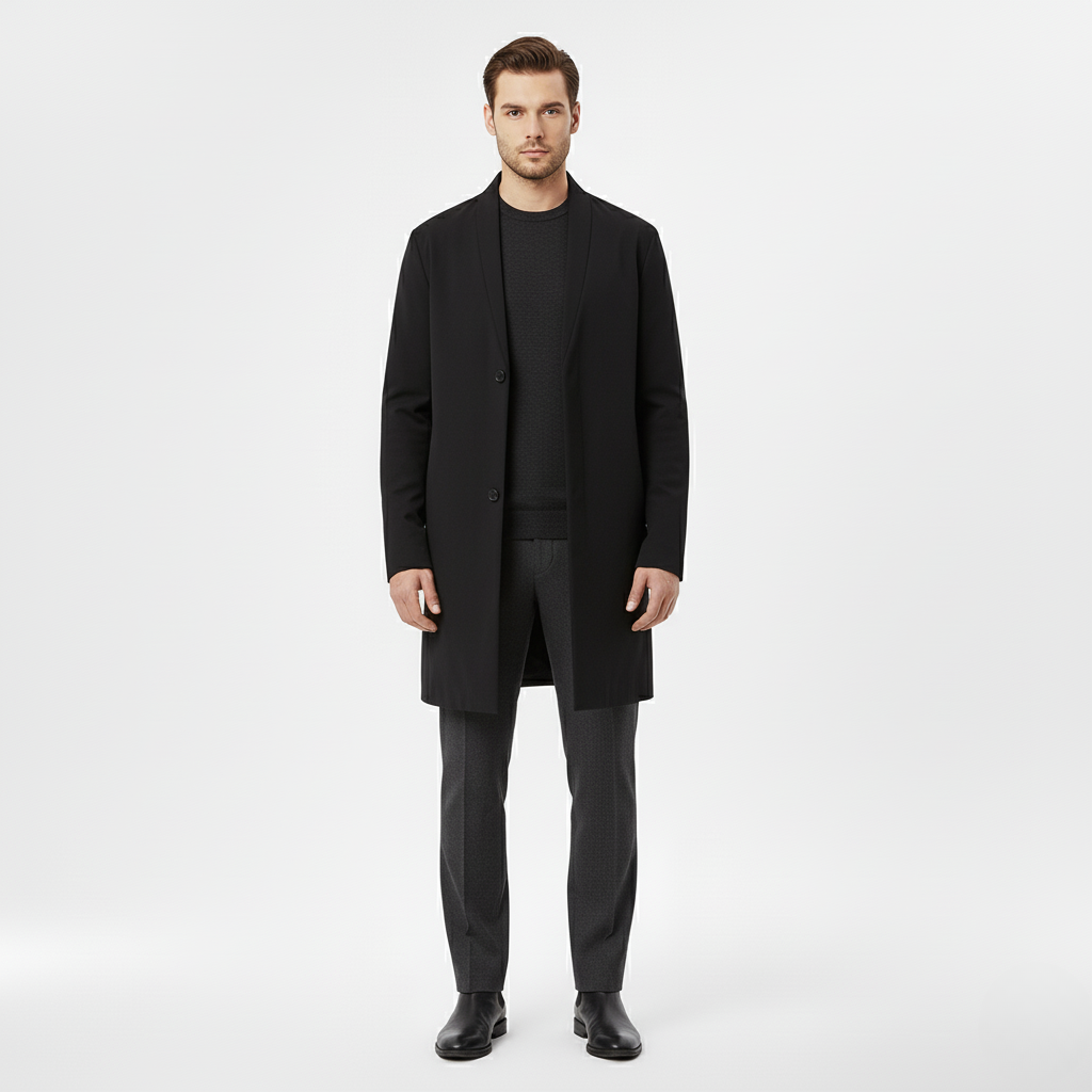 Manteau long homme en laine à ligne structurée