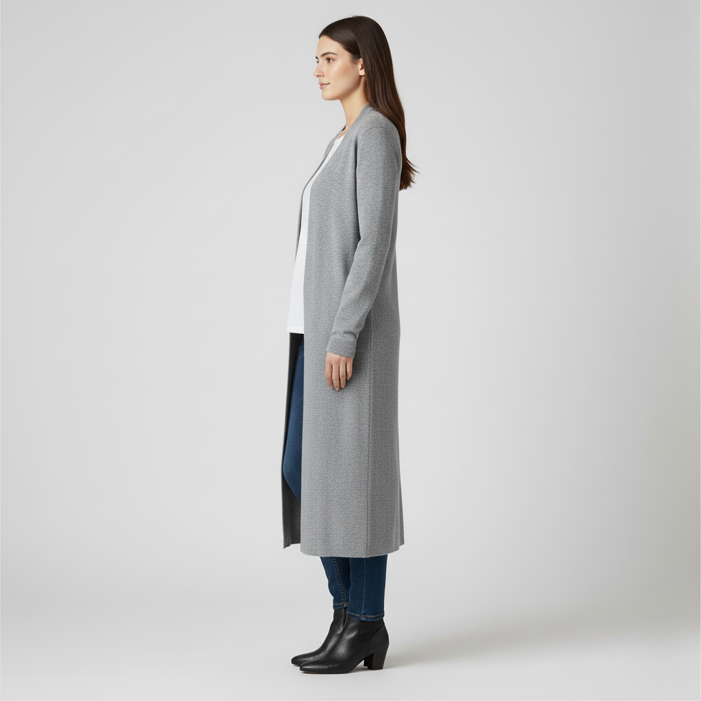 Cardigan long femme à devant ouvert