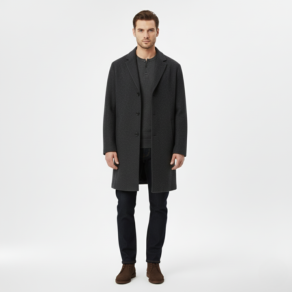 Manteau long homme à ligne nette
